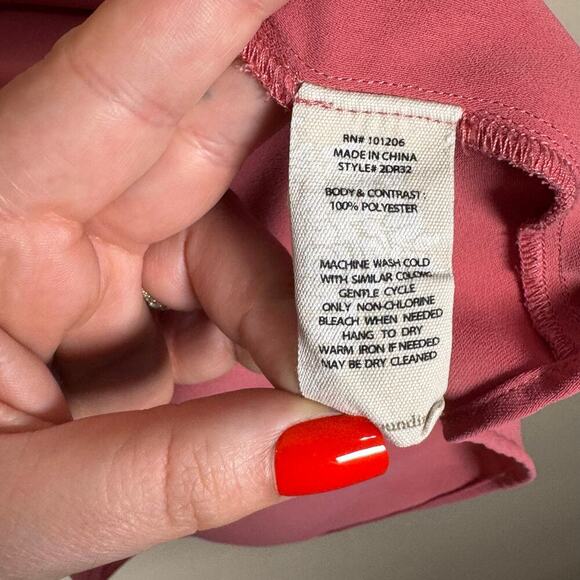 Soft Surroundings Ruffle V Neck Sleeveless Sheer Panel Blush Mauve Pink Large - Picture 6 of 8